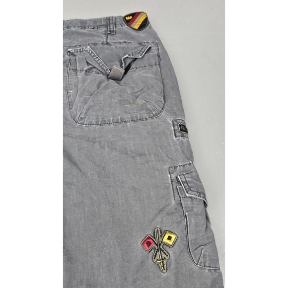 Vintage Gap Cargo Pants Womens 14 Regular Gray Military Patches Skater Grundge - Picture 10 of 10